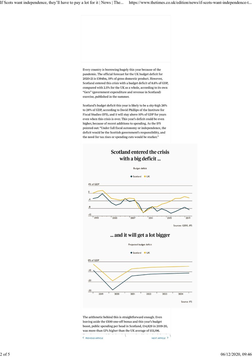 Excellent article in the Sunday Times. "If Scots want independence, they’ll have to pay a lot for it"Something many of us know.