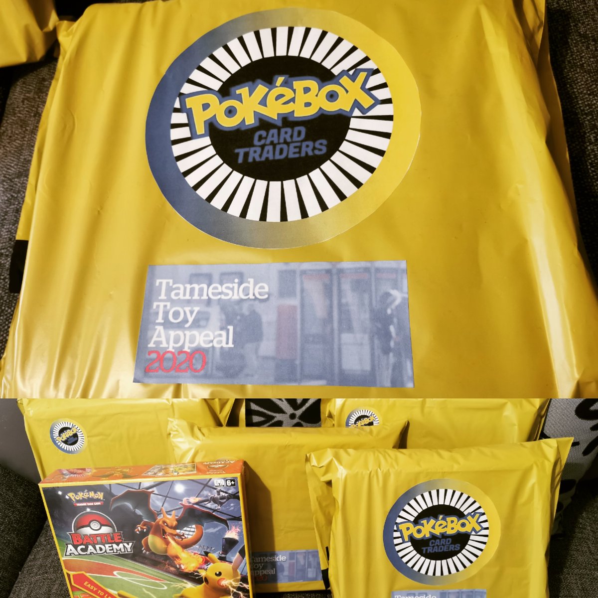 In celebration of our first orders via the website we've packaged up some #pokemon Battle Academy games and are donating to #tamesidetoyappeal 2020

Thank you to everyone for their support at pokebox.co.uk

actiontogether.org.uk/tameside-toy-a…