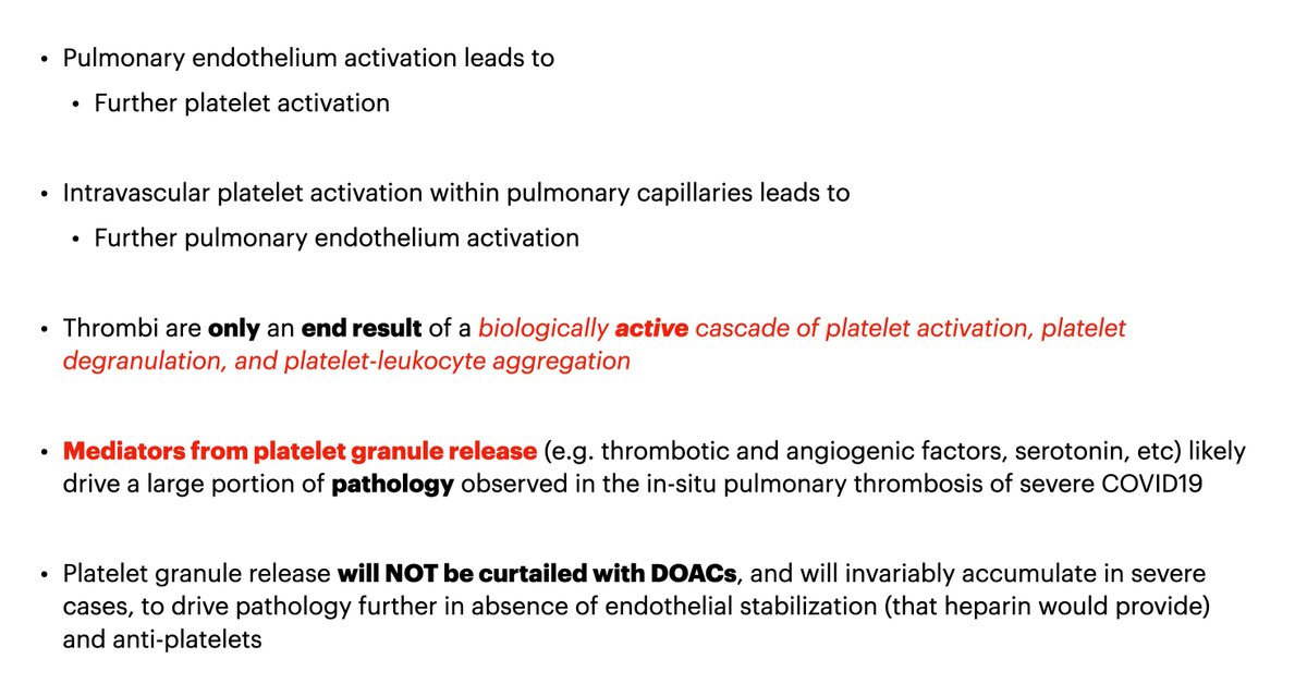 In certain cases (such as late presenters, or those on DOAC or VKA monotherapy), 𝙥𝙡𝙖𝙩𝙚𝙡𝙚𝙩 𝙢𝙚𝙙𝙞𝙖𝙩𝙤𝙧𝙨 𝙖𝙘𝙘𝙪𝙢𝙪𝙡𝙖𝙩𝙞𝙤𝙣 may be 𝗮𝘀 𝗼𝗿 𝗲𝘃𝗲𝗻 𝗺𝗼𝗿𝗲 𝗽𝗮𝘁𝗵𝗼𝗹𝗼𝗴𝗶𝗰 𝗮𝗻𝗱 𝗱𝗲𝘁𝗿𝗶𝗺𝗲𝗻𝘁𝗮𝗹 as gas exchange abnormalities encountered in COVID19