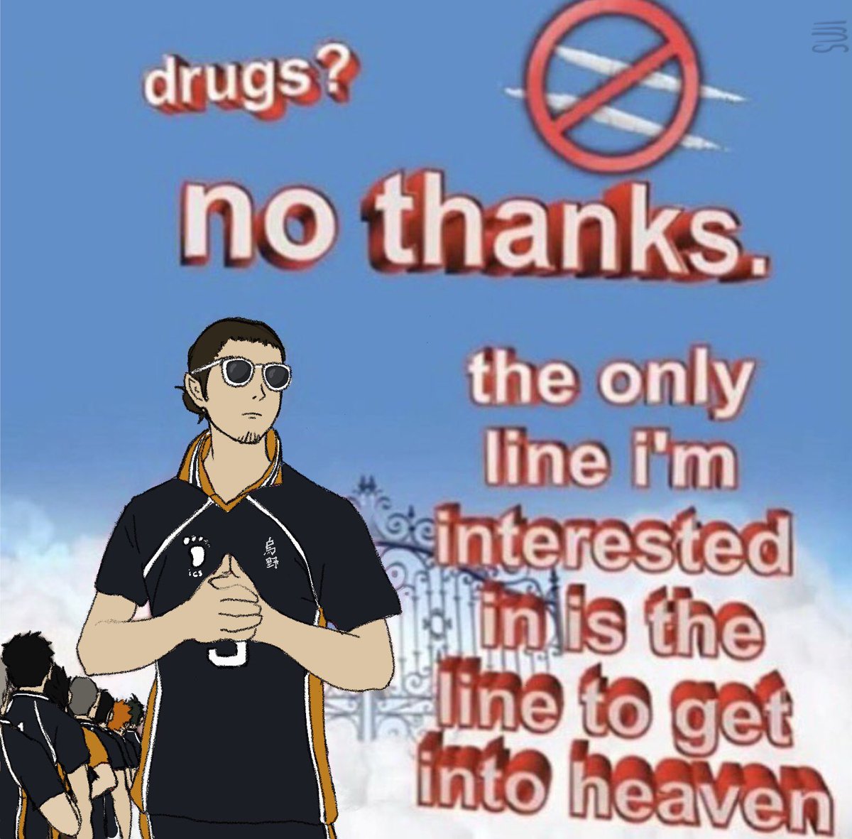 sujired's tweet image. cURSED IMAGE REDRAW of Asahi with Karasuno in the back (couldn’t fit Tsukishima in I’m sorry 😔)
thanks @YORUUSS for the picture choice
#asahi #haikyuu