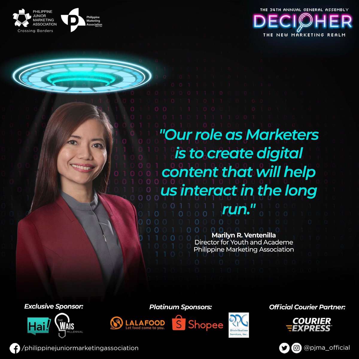 pjma_official's tweet photo. Welcoming us is Ms. Marilyn Ventenilla, Director for Youth and Academe of the Philippine Marketing Association is now delivering her keynote speech.

#PJMAssembly2020
#DecodeNewMarketing https://t.co/24mpkOTctB