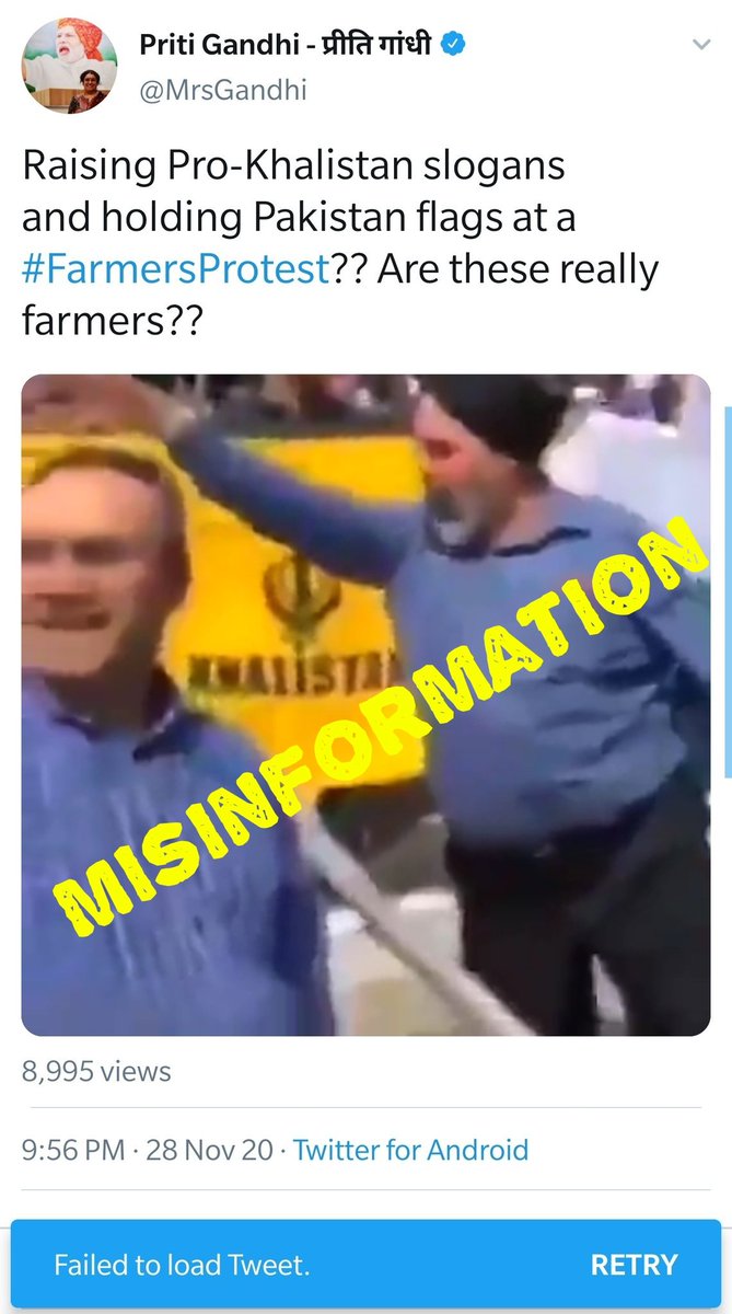 An old video of few Sikhs along with Pakistani fans raising pro-Pak, Khalistan chants during cricket World Cup match in UK is viral as farmers' protest. BJP's Priti Gandhi, Punit Agwaral shared this and later took it down.  #AltNewsFactCheck 4/n https://www.altnews.in/old-video-from-uk-viral-as-farmers-raising-pro-pak-and-khalistan-slogans-during-protests/?utm_source=website&utm_medium=social-media&utm_campaign=newpost