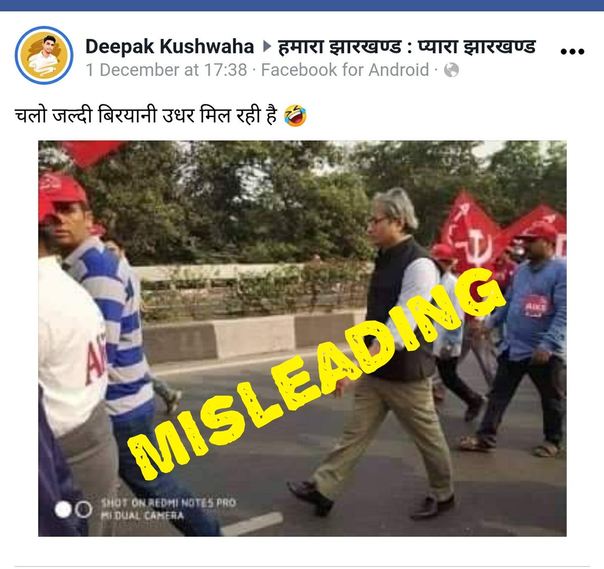 A photograph of journalist Ravish Kumar covering farmers' protest in 2018 has been falsely shared as him participating in the recent agitation.  #AltNewsFactCheck 9/n https://www.altnews.in/ravish-kumars-photo-covering-2018-farmers-protest-shared-as-him-joining-recent-movement/?utm_source=website&utm_medium=social-media&utm_campaign=newpost
