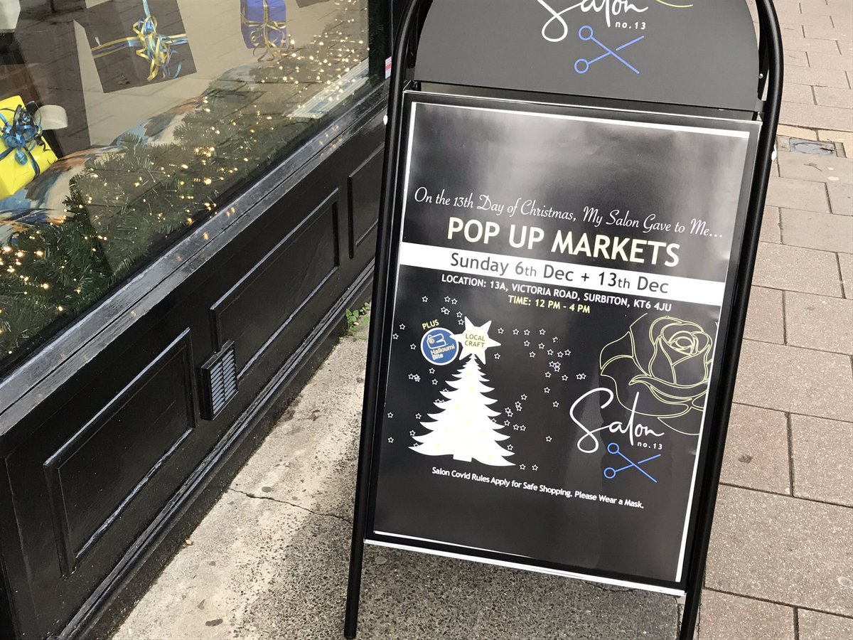 TODAY! Excited to be a part of the SalonNumber13 pop-up Christmas Market. Open 12-4 today (opposite M+S). #Surbiton #Kingston #plasticfreechristmas #christmasgifts #localcrafts
