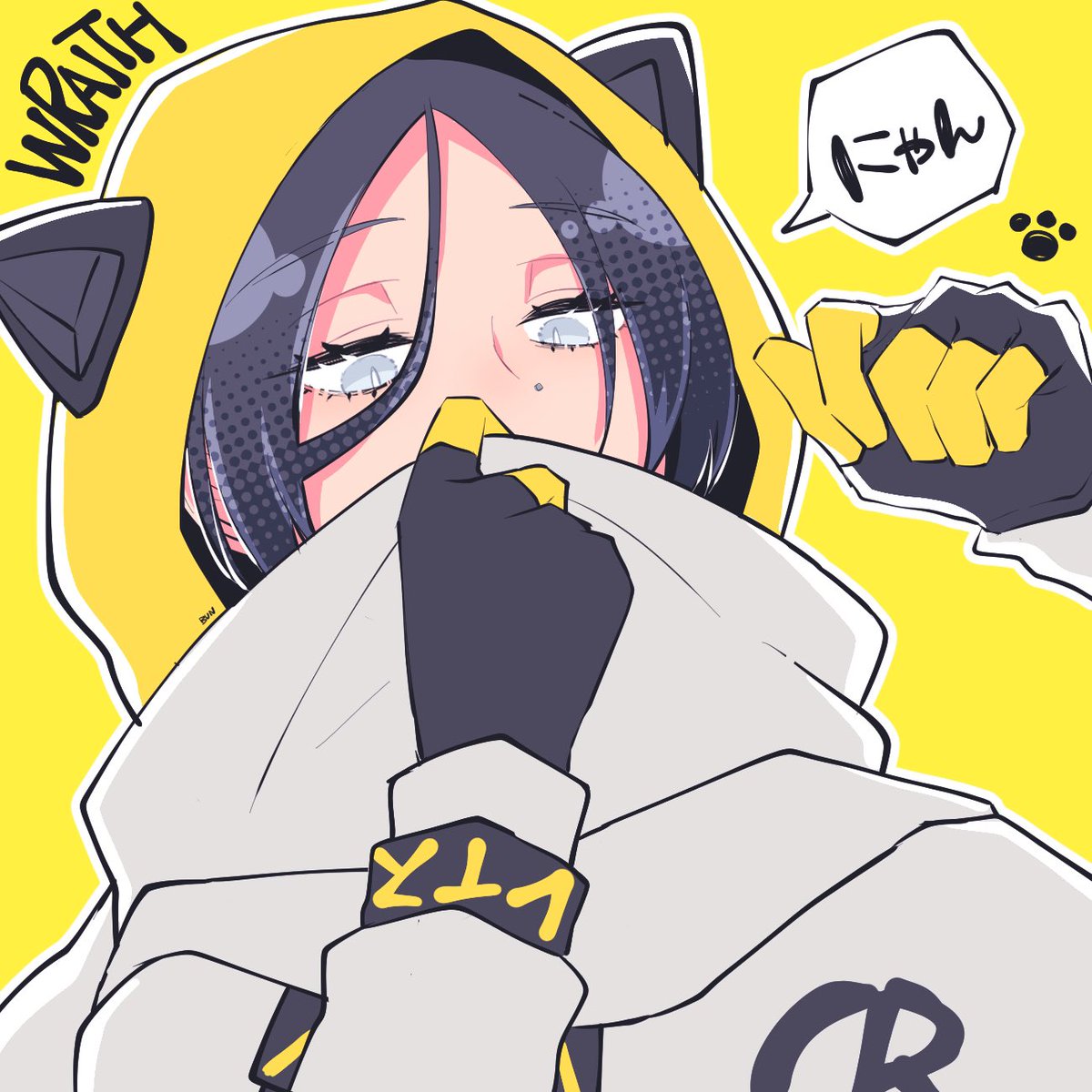 wraith (apex legends) 1girl animification solo hood scarf nose piercing black gloves  illustration images