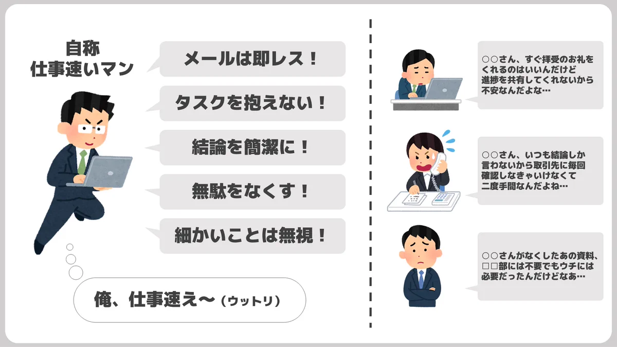 実は周りに迷惑をかけている？「自称仕事速いマン」になっていないか注意が必要！