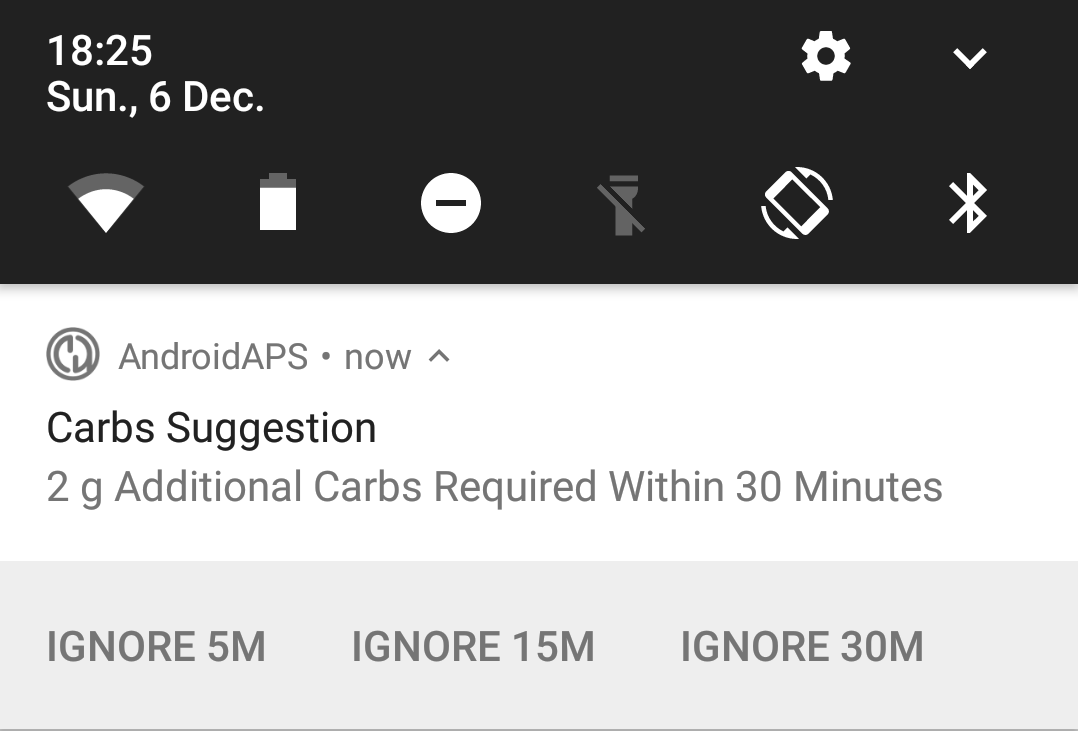 T1Bionic's tweet photo. Another hypo averted. Thanks #AndroidAPS! 🦄🙏Talk about precision medicine. Had 4g just in case 😅 #CarbsRequired #InAppCommunication #WeAreNotWaiting https://t.co/7zjhTjqDqn