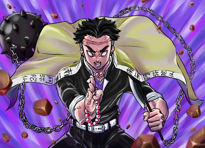 UDA(うだ)／イラストレーターさんがTwitterに投稿した悲鳴嶼行冥(鬼滅の刃)のイラスト。