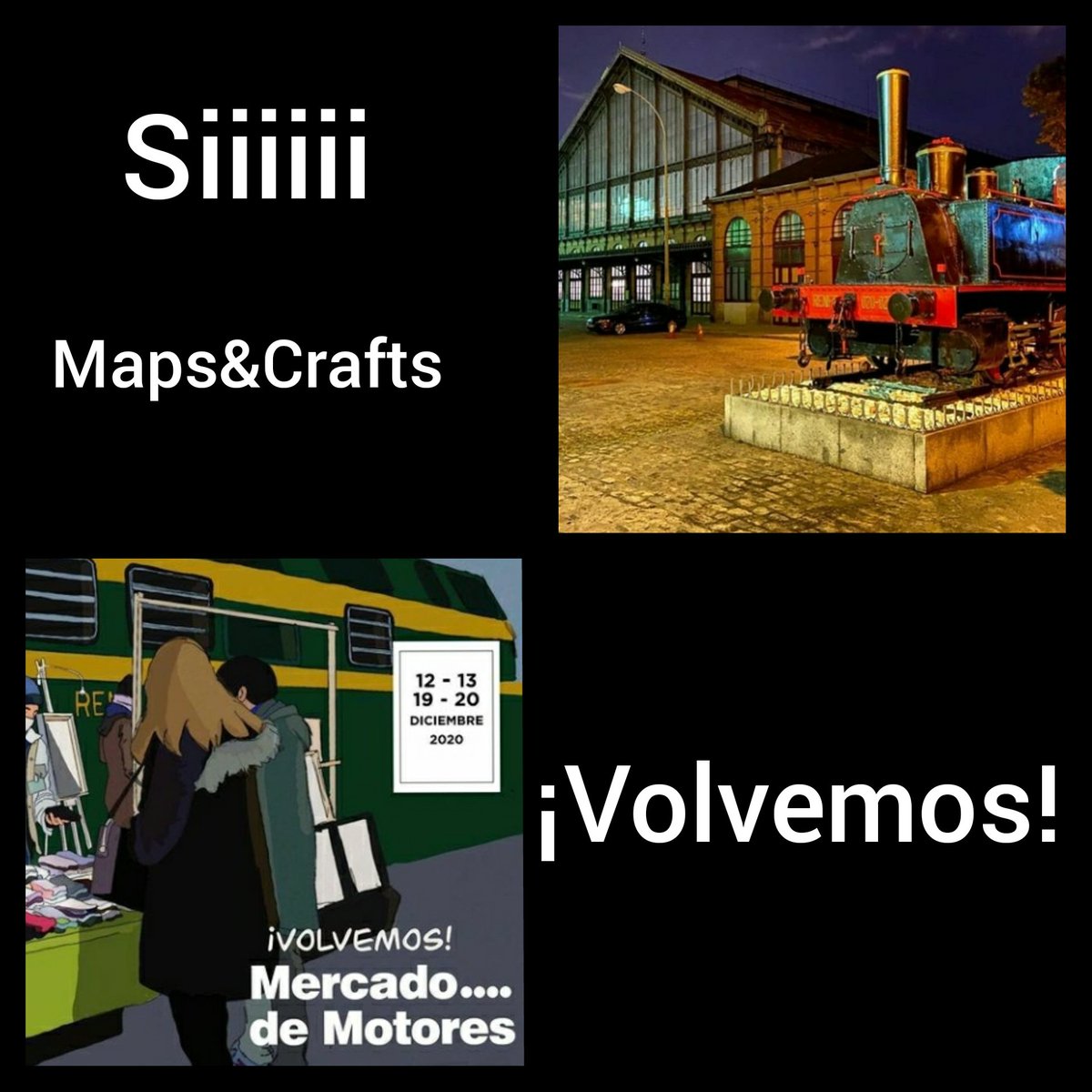 MapsCrafts's tweet photo. Hace días que sabíamos esta noticia y teníamos unas ganas tremendas de decirlo.
Ahora sí.  Volvemos a @MercadodMotores
Os esperamos. No podéis faltar!!
#mercadosnavideños #regalodenavidad #comerciolocal #regalaartesania #regalohechoamano #apoyaalpequeñocomercio https://t.co/SMRm4tBEsx