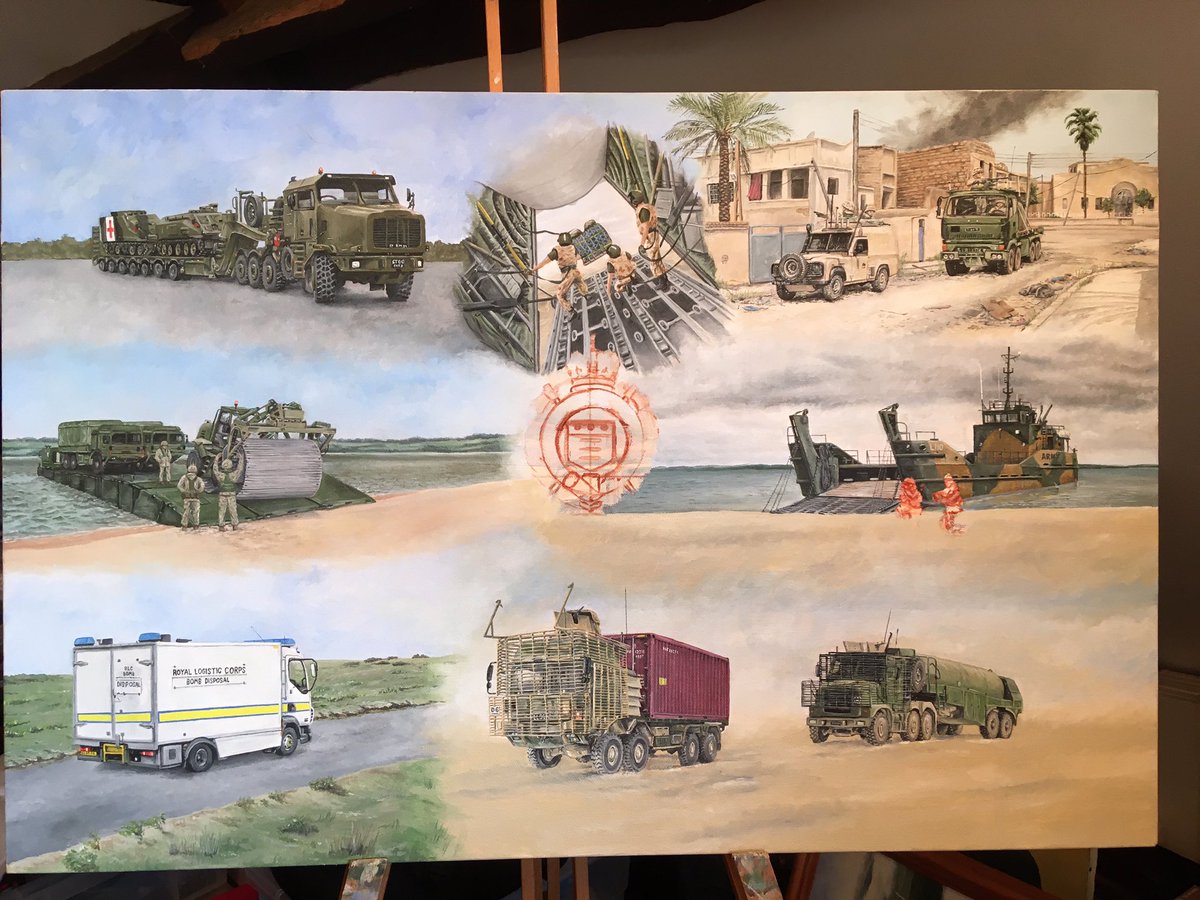 Another vehicle done. Oshkosh Close Support Tanker added to the @UKArmyLogistics painting. 
#painting #art #oilpainting #military  #aviationart #army #rlc #logistics #WeSustain #royallogisticcorps #army  #britisharmy #eod #ied #bombdisposal #landrover