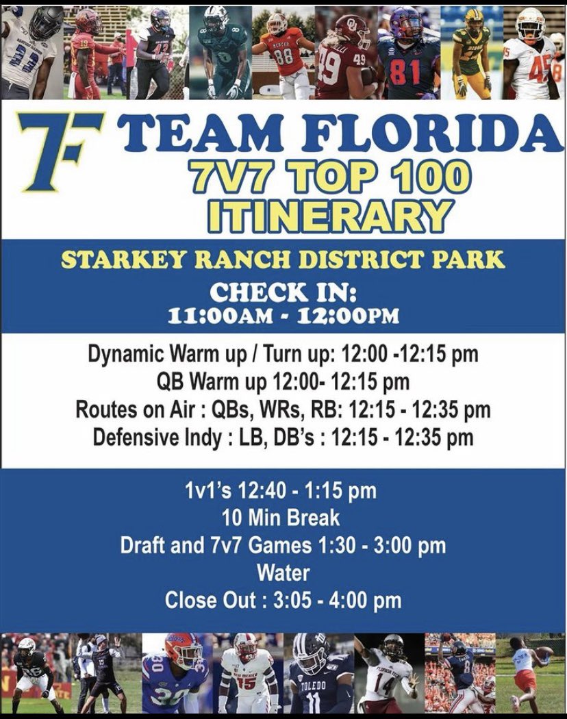 TODAY!!! Team Florida 7V7 tryouts
