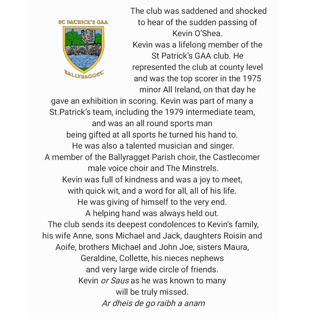 St.Patrick's GAA & Camogie Club | Ballyragget tweet media