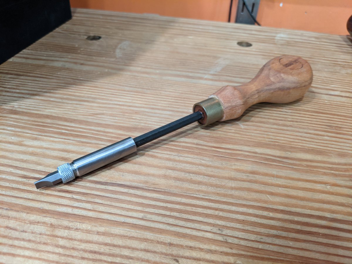 Elemen'tary screwdriver, yet another Schwarz recommendation. The oblong handle allows you to put down major torque on your subject. A pleasure to use.