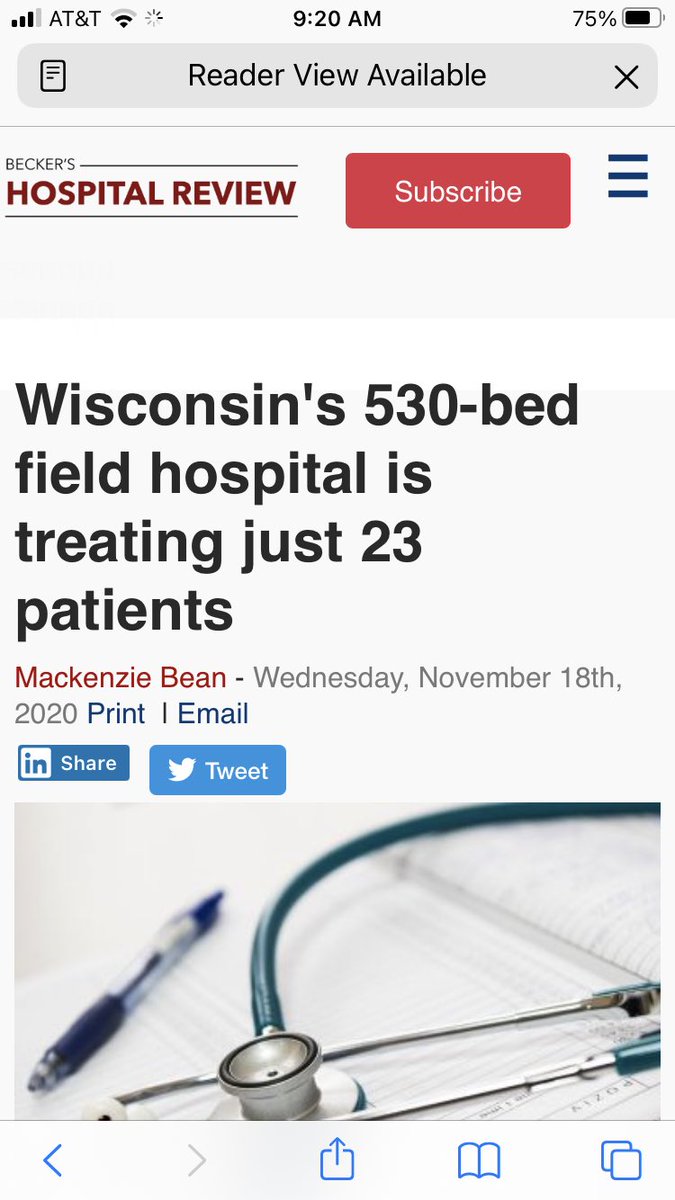 3/ But for whatever reason aren’t ready to go home. The mew one in Massachusetts has exercise bikes (clearly these patients are at death’s door!). As you might imagine, this proposition isn’t attractive, and the Wisconsin field hospital remains at 4% capacity through November...