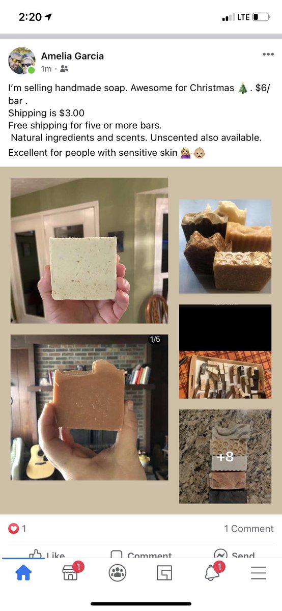 my mom makes her own soaps and needs to sell them quick in time for Christmas! From coconut dream to creamsicle! She also makes charcoal &amp; tea tree oil face wash that we use as our normal face wash! DM me if you’re interested! Her instagram page is instagram.com/emilyandabigai…