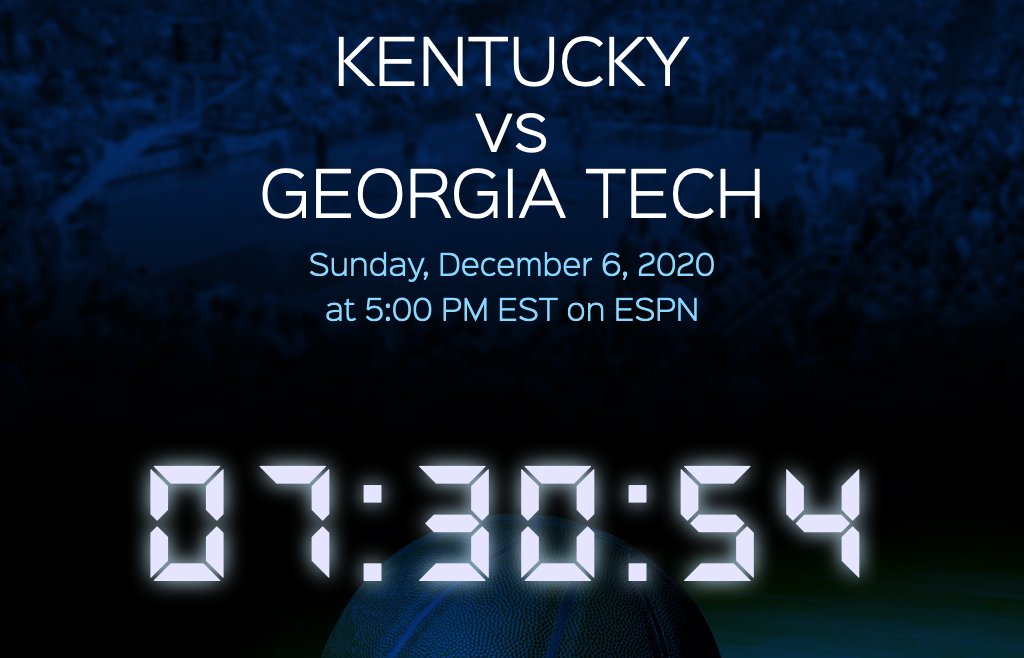 BigBlueApps's tweet photo. KENTUCKY vs GEORGIA TECH
Sunday, December 6, 2020 at 5:00 PM EST on ESPN
Go Big Blue! 
https://t.co/98nVUmfglU 
#BBN #WeAreUK https://t.co/AIgac18nzZ