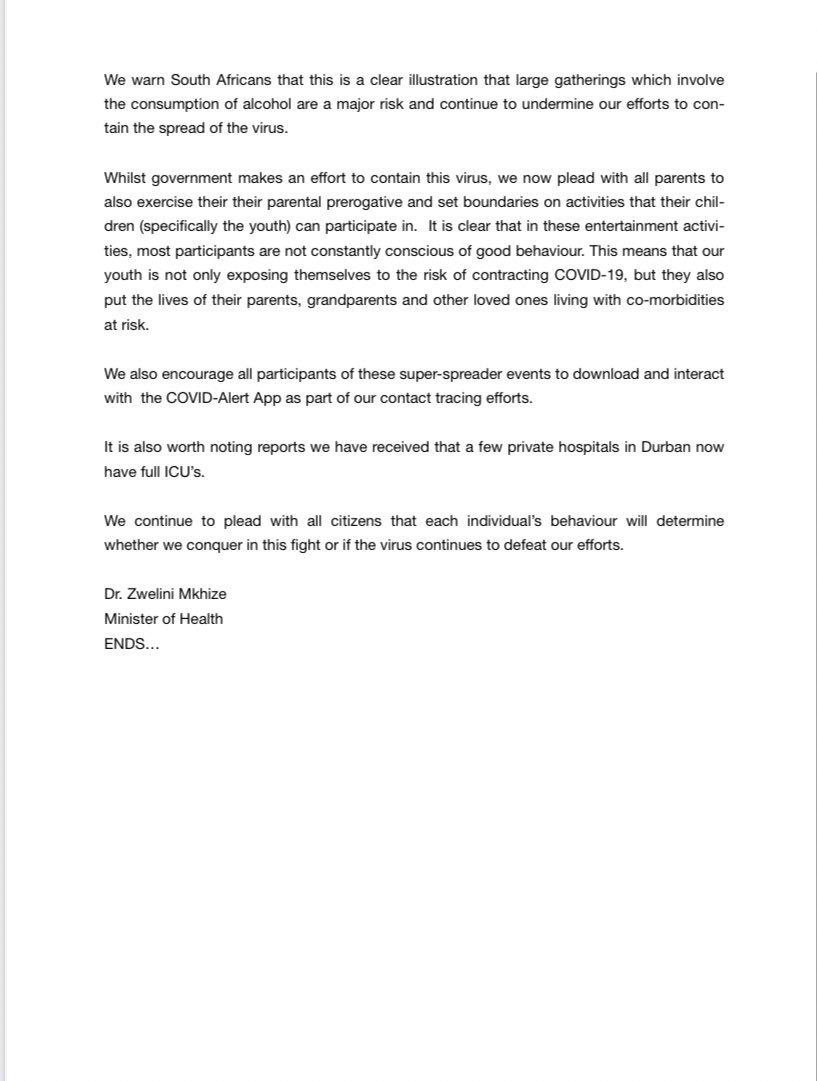 We wish to make an urgent announcement to all parents and learners regarding a super- spreader event that has been identified.