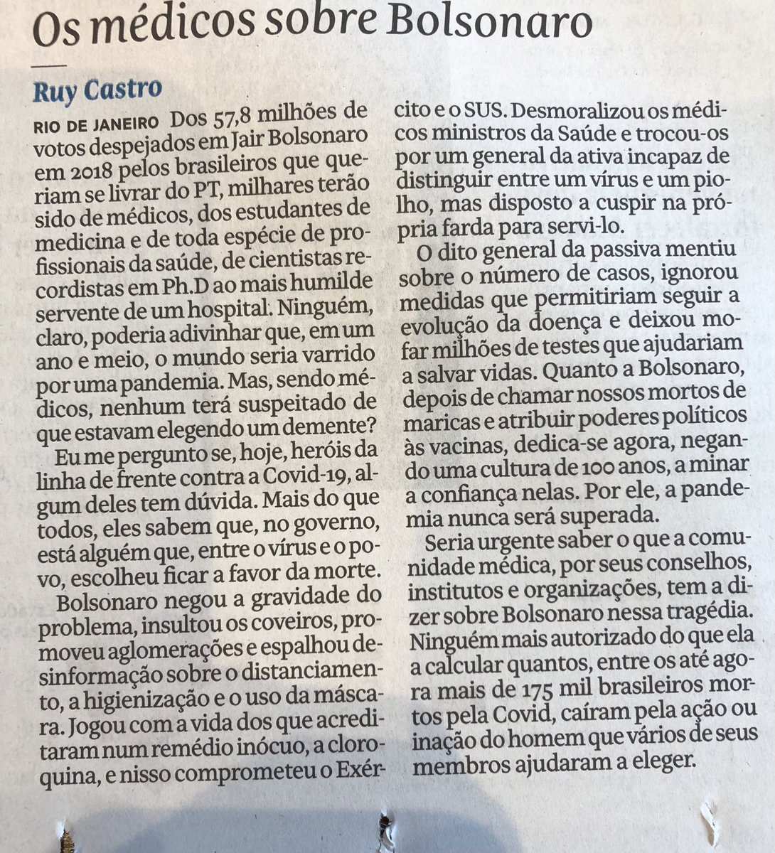 dorritharazim's tweet photo. Um Ruy Castro demolidor na ⁦@folha⁩ deste domingo. https://t.co/UTYc7PUofv