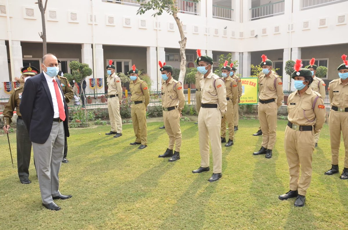 prodefencechan1's tweet photo. #Defence Secretary Dr Ajay Kumar visited Radha Krishan Sanatan Dharm ( #RKSD) College Kaithal, the prestigious and oldest PG College of Haryana for inspecting NCC activities today . @SpokespersonMoD @HQ_DG_NCC @drajaykumar_ias @pro_defence https://t.co/YIkgjKeZ1N