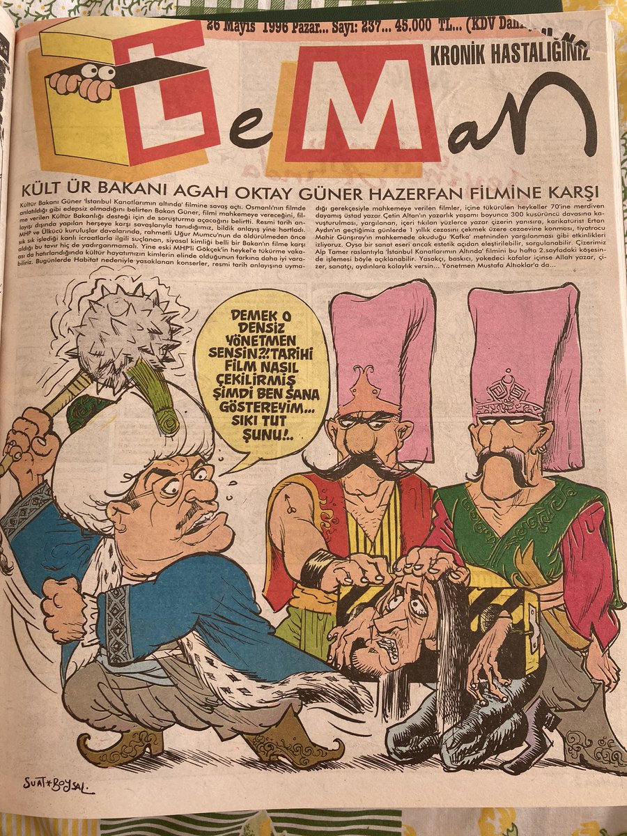 Donemin Kultur Bakani’nin Istanbul Kanatlarimin Altinda filmini “Osmanliyi edepsiz gosterdigi” gerekcesiyle mahkemeye verecegini ve filme verilen Kultur Bakanligi destegiyle ilgili sorusturma acilacagini soylemesi