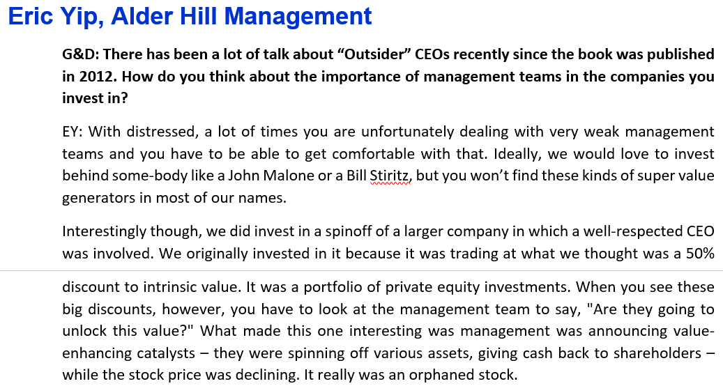 Eric Yip, Alder Hill Management