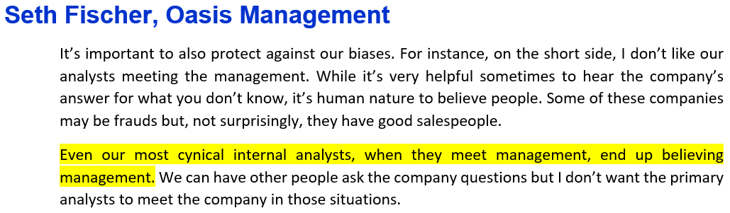 Seth Fischer, Oasis Management