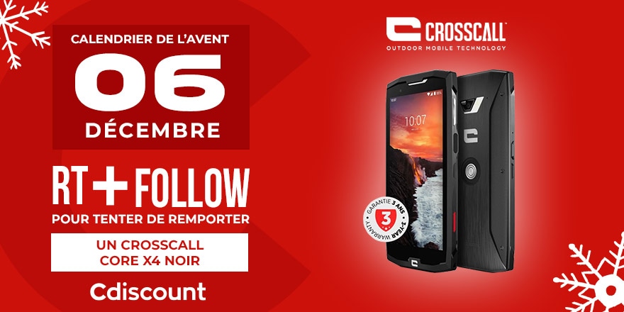 Cdiscount's tweet photo. #CalendrierDeLavent - Jour 6 🎄

🎁 Un @crosscallmobile Core X4 Noir est à gagner aujourd'hui : https://t.co/3Gm5dCBoZo

Pour tenter ta chance :
🔹 RT + Follow @Cdiscount

🍀 TAS le 07/12

⏰ Rdv demain pour découvrir un nouveau cadeau https://t.co/EleZiwmSTi