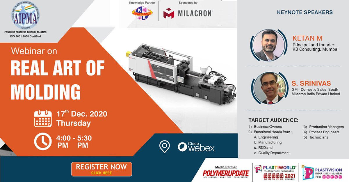#AIPMA along with our knowledge partners bring you the Real Art of Molding. Discover the way to Consistent Quality #Production of #Plastic #InjectionMolded items.

Register by clicking on bit.ly/3ojdsPd

#AIPMA #Plastivision #India #PlasticsIndustry #webinar  #business