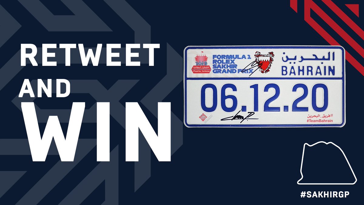 BAH_Int_Circuit's tweet photo. Celebrating the #SakhirGP, we’re giving out a number plate signed by the Racing Point drivers! All you need to do is retweet this and stand a chance to win!

#F1 #SakhirGP 🇧🇭 https://t.co/Fc3ODJ2TBN