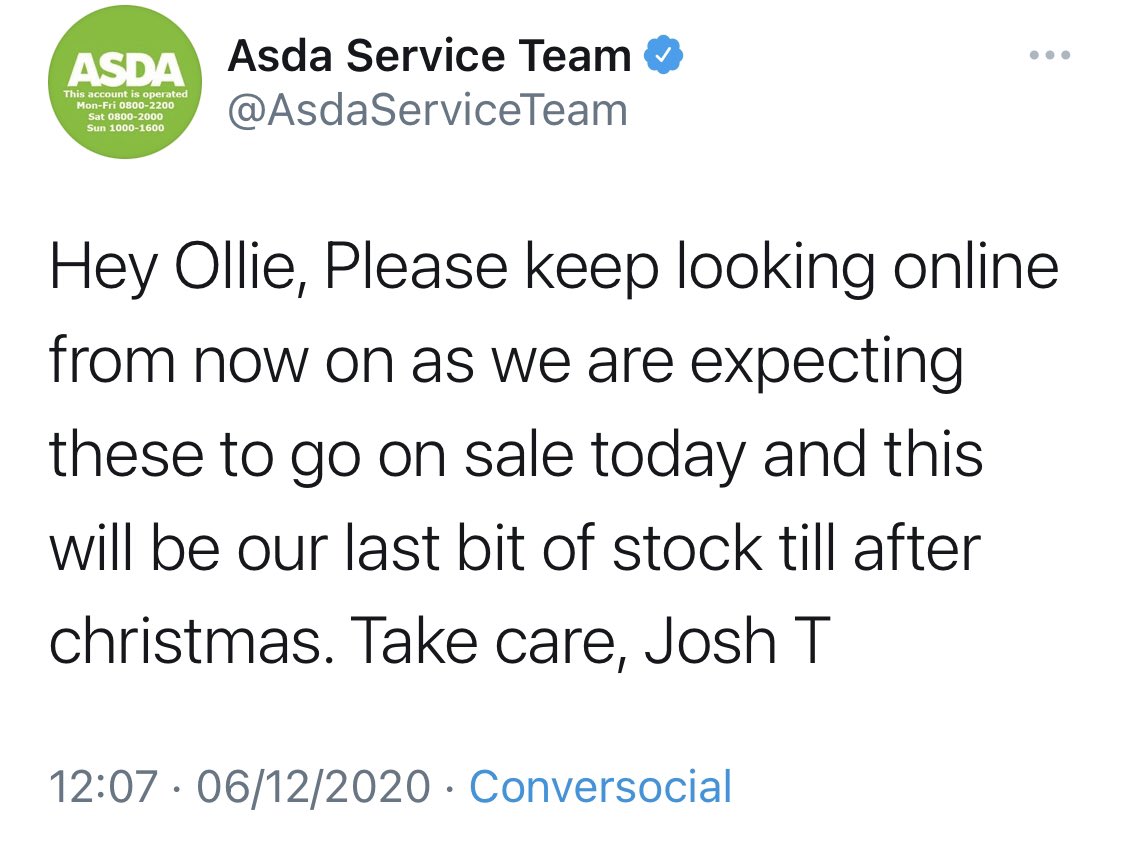 PSUpdatesUK's tweet photo. The Asda Service Team’s Twitter account has now said that they are expecting the #PS5 Stock to go live today and that it will be there last bit of stock until after Christmas. #PS5UK #PS5StockUK #PS5UKStock #PS5Restock https://t.co/Vru2PZQnst
