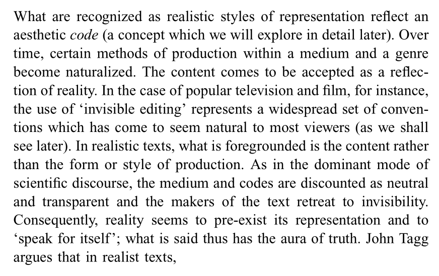 and i also see this moral categorisation & naturalisation in how ppl respond to critiques of identity. ppl see a criticism of a rigid identity as a personal attack, they cannot separate the sign from the referantconsider say, this passage abt realism in media