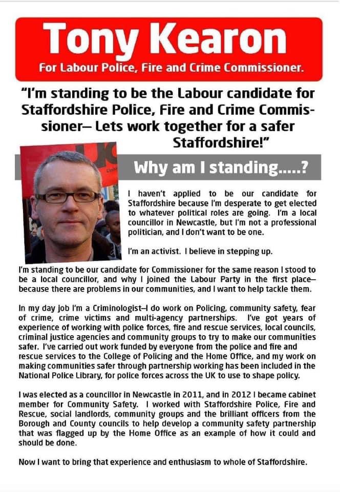 SouthPottsBLP's tweet photo. .@CllrTonyK will be a fantastic Police, Fire and Crime Commissioner. Not only is he highly qualified, he cares about the people and the area too! Make sure you’re registered to vote for him! #abetterstoke #RegisterToVote #pfccelection https://t.co/YryksRzBeb