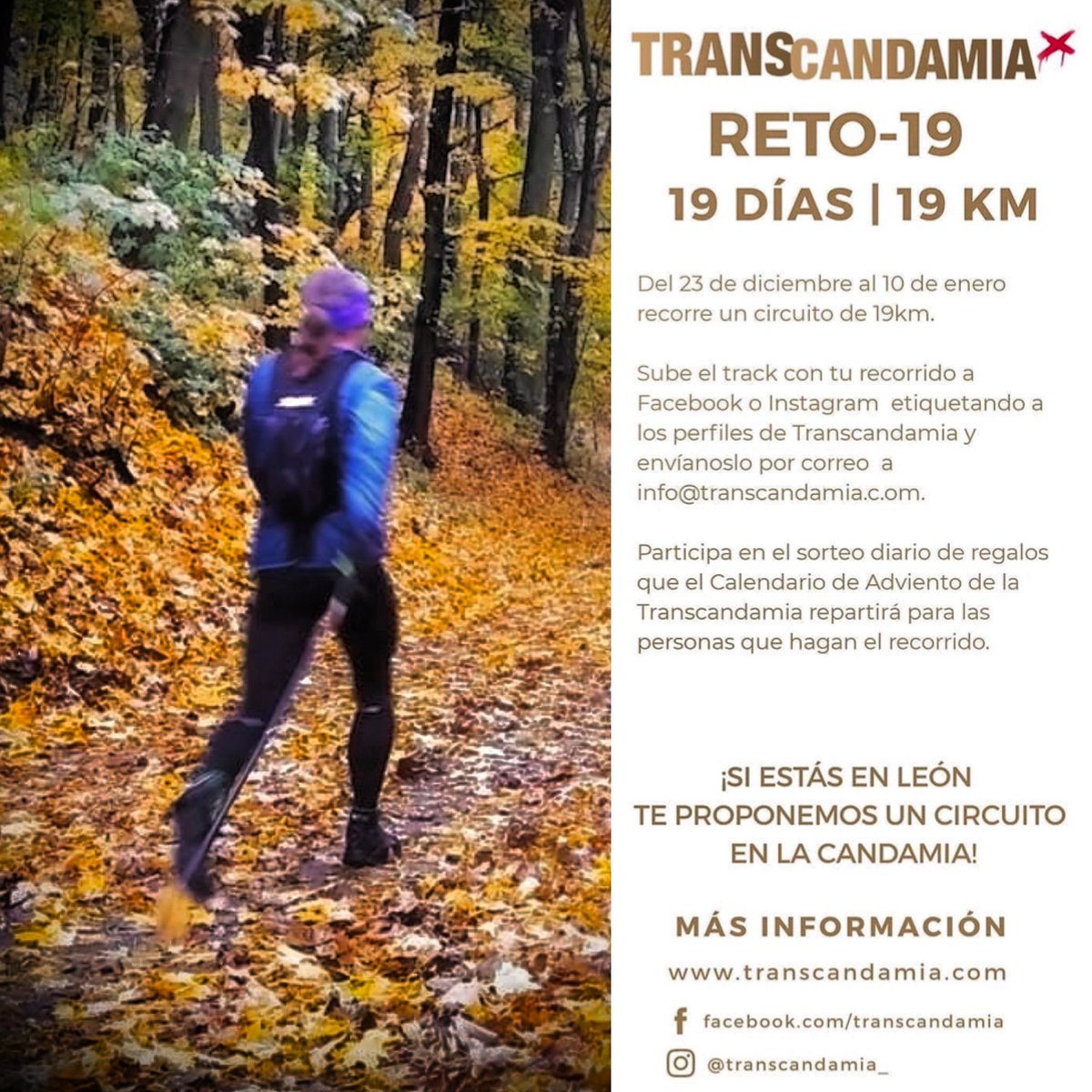 TRANSCANDAMIA RETO 19

19 Días–19 Km. 23 dic al 10 de enero, recorre 19 km, sube el track a RRSS etiquetándonos y envía por email. Entras en sorteo diario del Calendario de Adviento con magníficos regalos

#Transcandamia2021 #transcandamiamarchanordica2021 #leonesp #anibalada