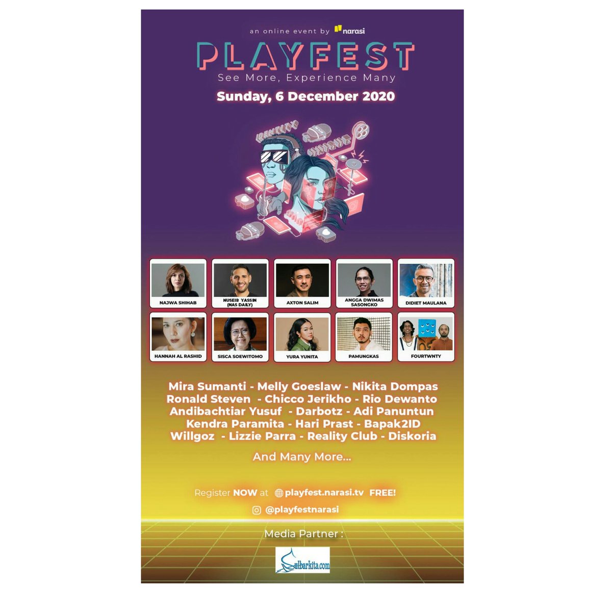 sulbarkitacom's tweet image. HariHMedparSulbarKita  
Hashtag: #Playfest2020, #MoreVirtualExperience 

Cc @playfestnarasi @narasitv