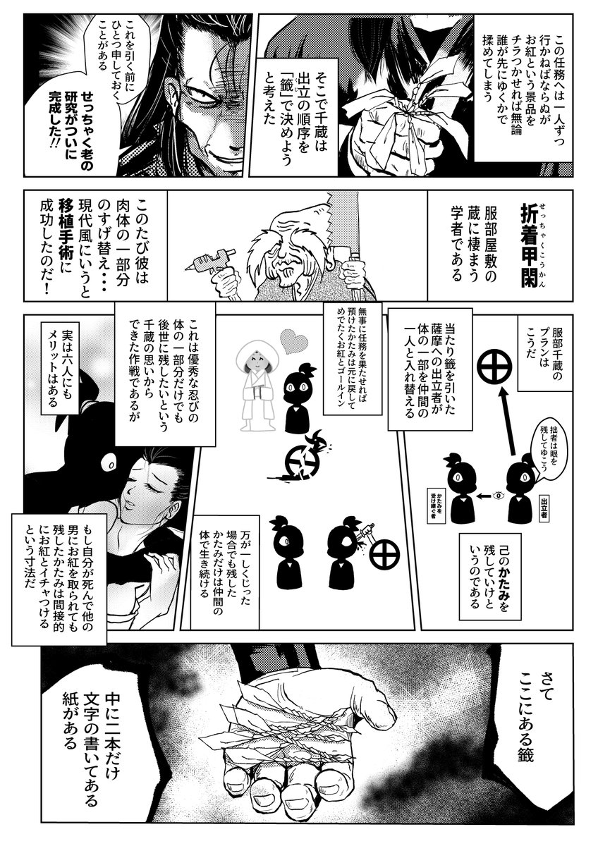 山田風太郎短編の中の最最最推し作品【忍者死籤】
勝手にキャラデザしてすまんこってす。登場人物がクジに振り回されるのが最高におもろ〜な一作!!!全人類読んで!!! 