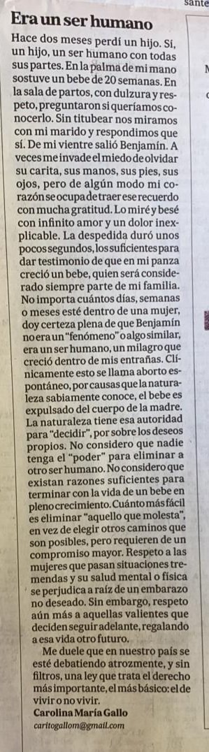 TalibanFisca's tweet photo. No es ningún secreto que soy 💙. No me peleo con quien piense distinto tampoco. Mi mujer es muy buena escribiendo y le publicaron una carta de Lectores en La Nación. Ya seas 💚 o 💙 leanla. Escribir es sin duda sanador. Y al que la bardee a ella lo busco hasta abajo de su cama. https://t.co/uwJho3AAA9