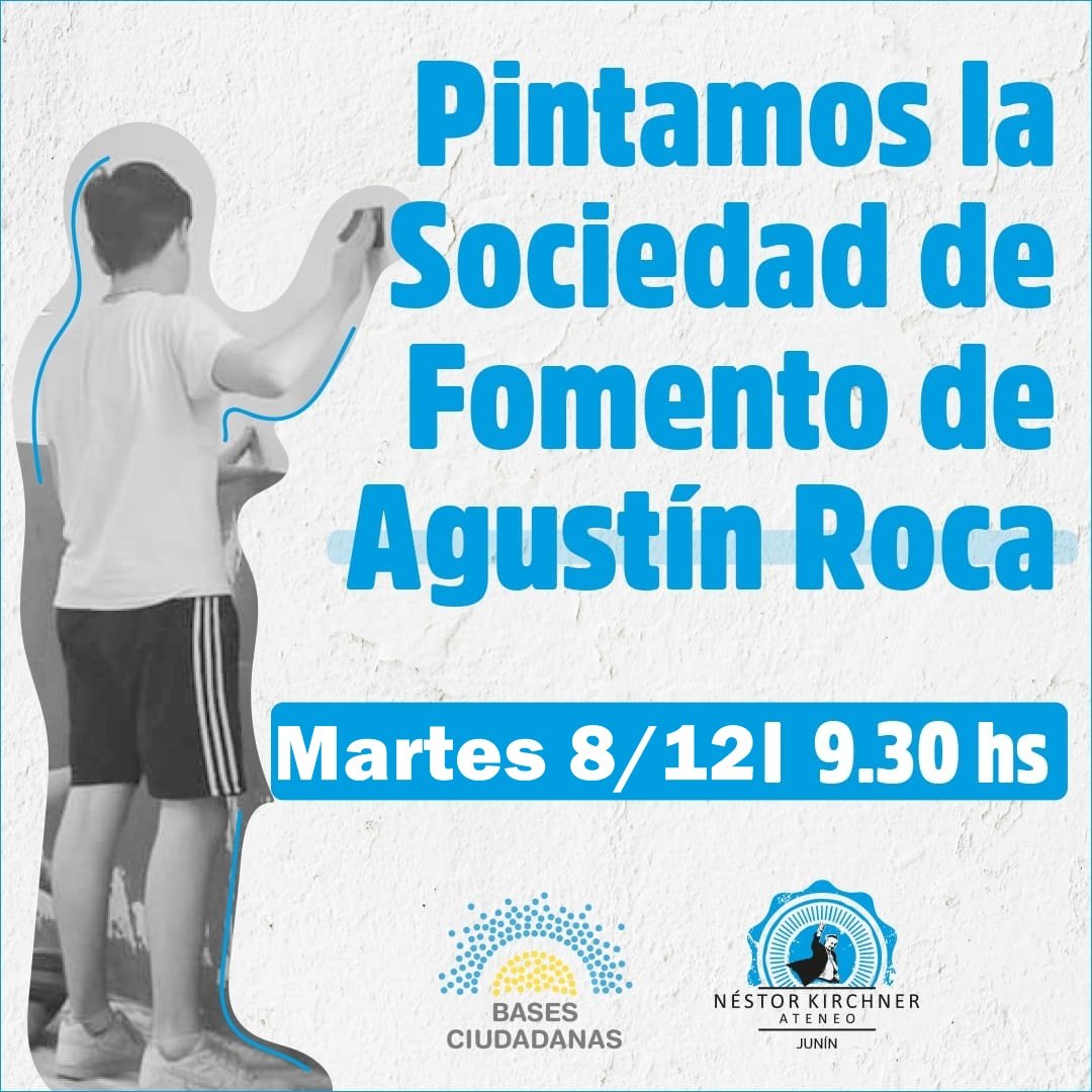 AteneoNKJunin's tweet photo. Mañana seguimos dando una mano a las instituciones de Junín y sus pueblos! 
Pintamos la sociedad de fomento de Agustín Roca.
Estará a cargo de los compañeros y compañeras de @BasesJunin 
Los esperamos ! https://t.co/upAazr5f2i
