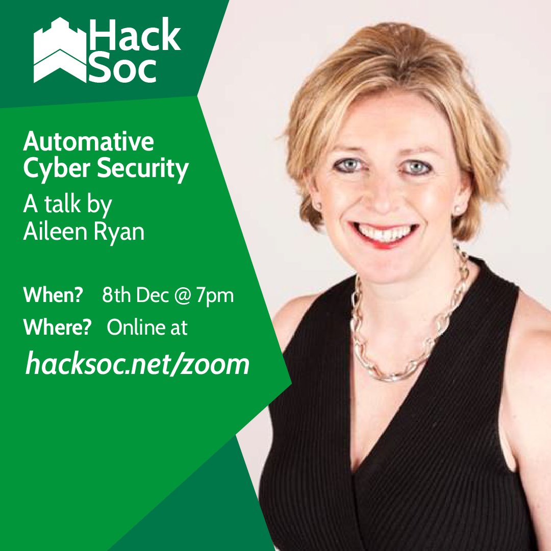 hacksocnotts's tweet image. This Tuesday we have an exciting talk by Aileen Ryan! This presentation discusses the challenges faced by the automotive industry in the light of increasing cyber risk and offers practical strategies for addressing them, based on the latest cutting-edge research.