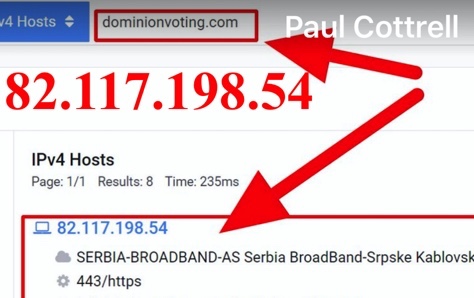 1. Before my Twitter was hacked and destroyed key evidence in election hacking for the 2020 election, I presented key IP address information linking Dominion Voting to a Serbian hacking group at IP address 82.117.198.54