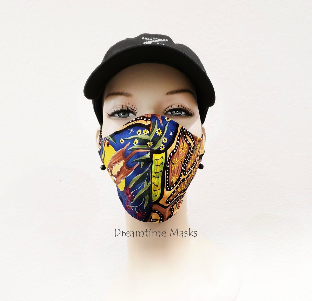 Multi Color Face Mask With Toggle Colorful Cotton Aboriginal Art Print Adjustable Over The Head Face Covering Australian Animals tuppu.net/65037544 #facemasks #covid #facemask #mask #stayhome ##socialdistancing #wearthedamnmask