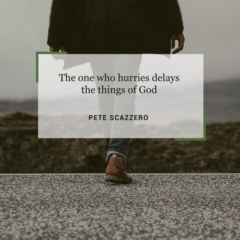 petescazzero's tweet photo. Rushing is violent to your soul, to those you love, and to those you lead. Take a few minutes today to be still before him, and ask yourself: “What might I be doing that God is not asking me to do?”  #ehdiscipleship https://t.co/j1d2ka6QOb