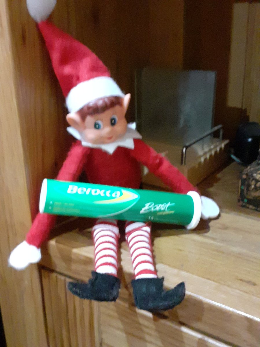 This little imp nabbed my Berocca Boost. Think we're in for some hijinks later #elfontheshelf #Sunday #familytime