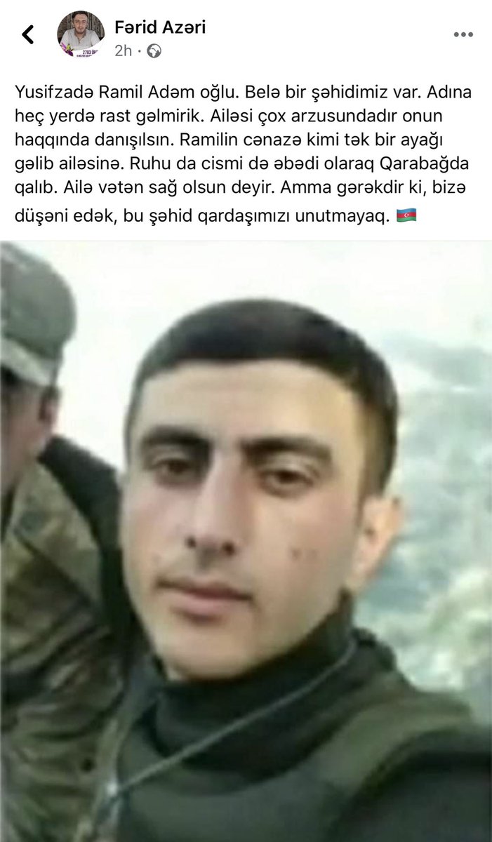 Bu şəhidimizi də tanıyaq. 
Sadəcə dəhşətdir. Söz demək olmur.