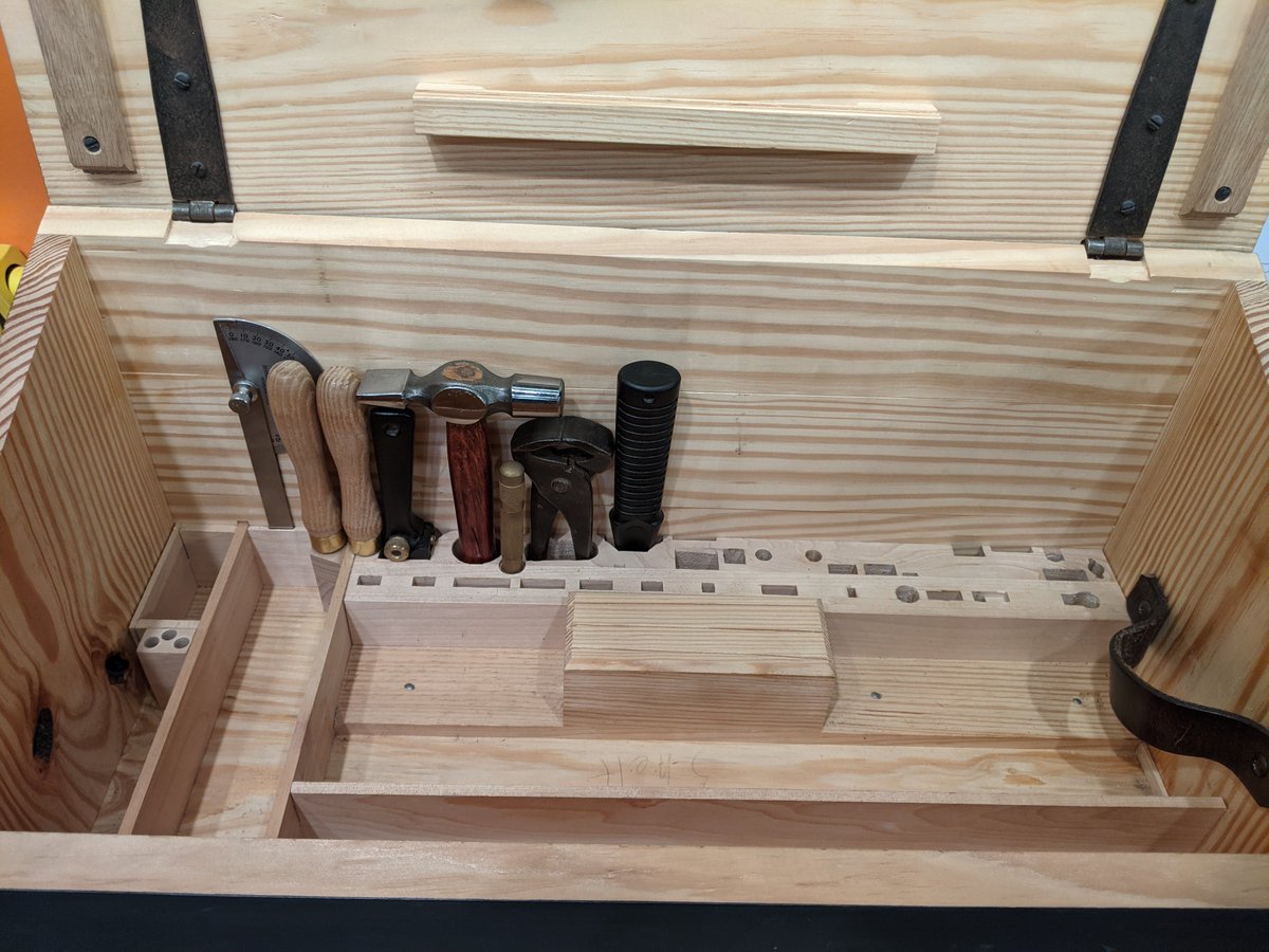 Veritas flush cut saw, comes in handy more frequently than I thought it would for trimming drawbore pins, through tenons, fixing mistakes, etc.Warrington hammer is competing with the 8oz V&B for driving finish nails, and if I rebuilt the chest I'd probably leave this one out.