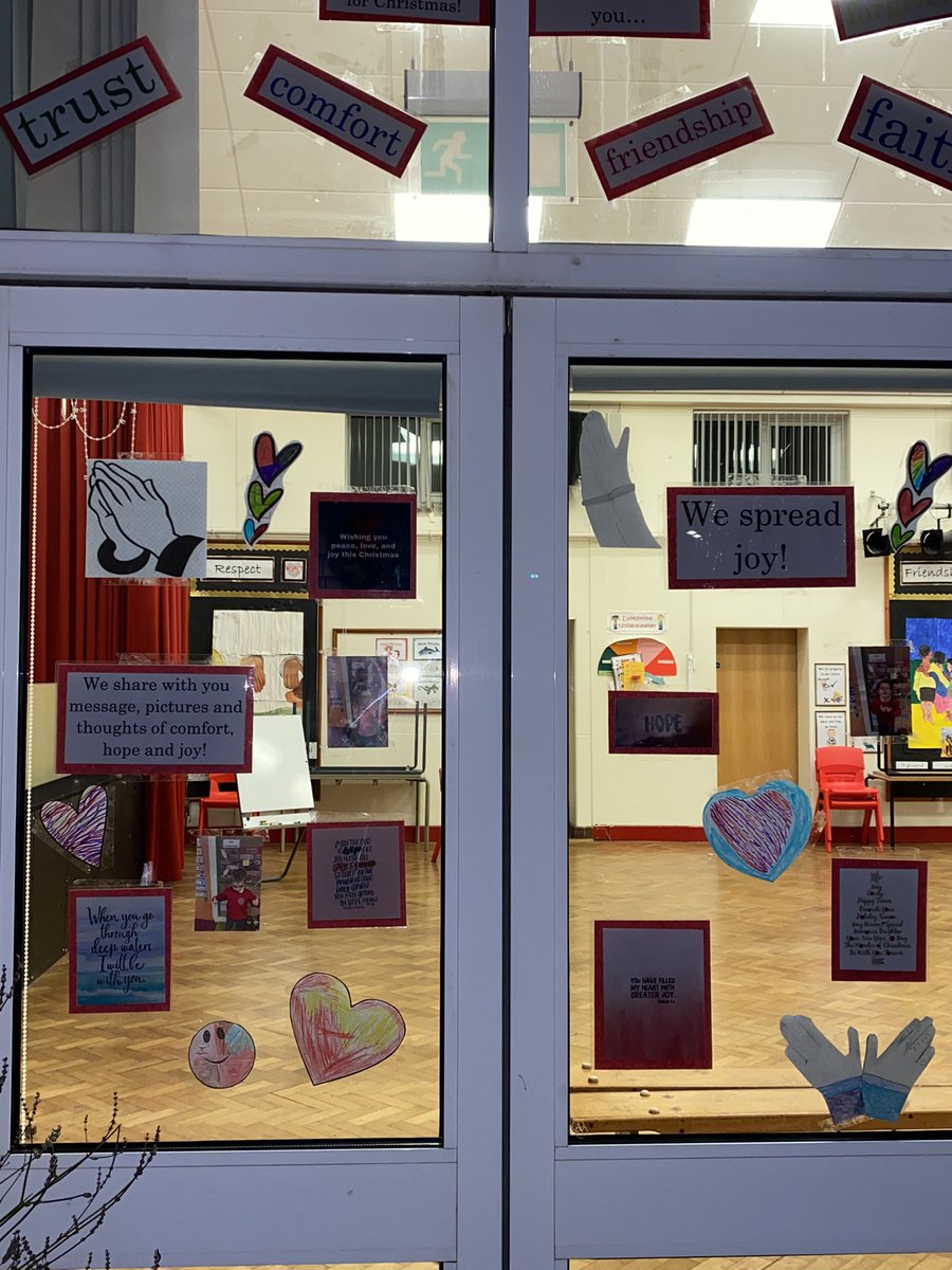 LordsgateCE's tweet photo. Our wonderful Comfort and Joy windows made by each class! Make sure you have a look at them as you pass the hall.
We hope to share messages of hope with you and all of the community :) #lordsgatere #lordsgateart #lordsgatevalues https://t.co/Hgxk0vKAr0
