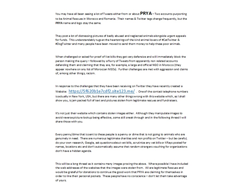  PLEASE BE AWARE  The truth about PRYAApologies for the long thread, but I think it's worth a read. If you can retweet to get the word out to the lovely kind people of  #CatsOfTwitter and  #dogsoftwitter then it would be of enormous benefit to real rescues 