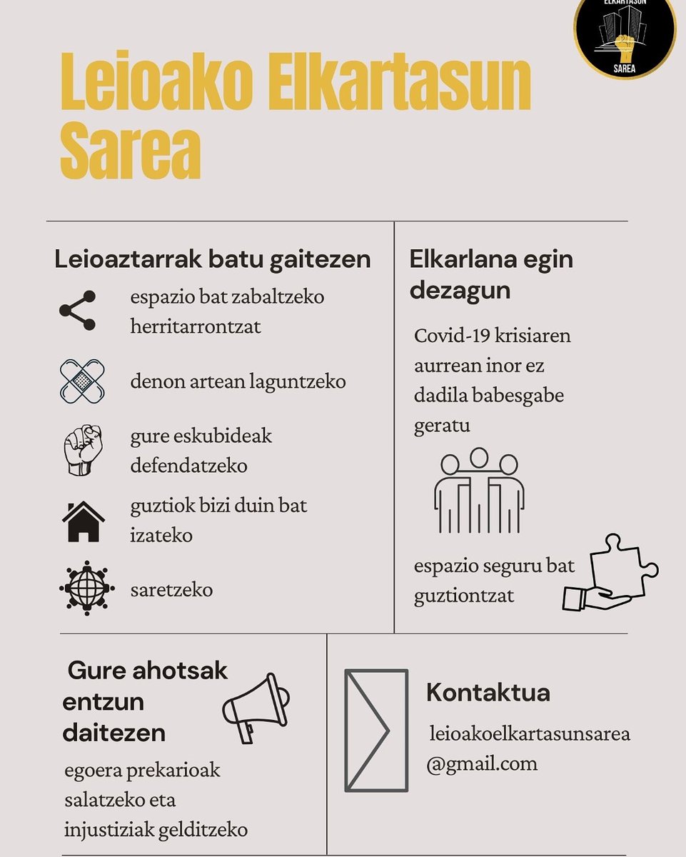 Leioan ere, Covid-19 ak aregotutako krisiari aurre egiteko herritareak antolatzen hasi gara. Ez dadila inor ababesgabe geratu.
