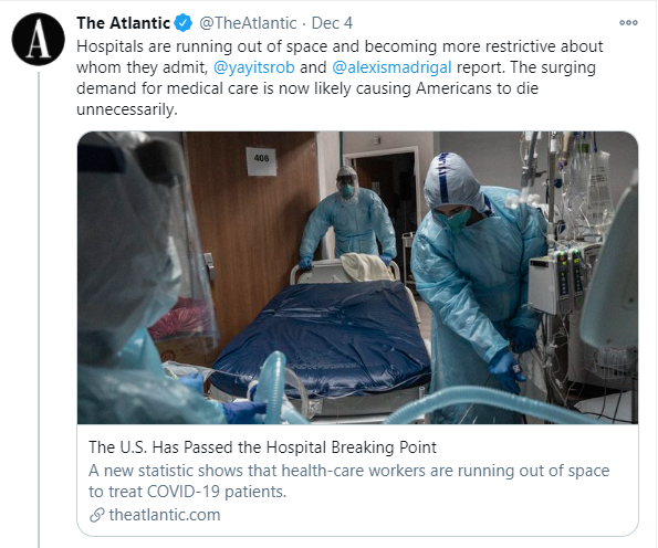 This has been circulating widely enough that it warrants addressing: The premise for the article is that 'a lower proportion of C19 cases being hospitalized means that many people in need of care are being turned away'...That's quite a leap. What's the evidence?...