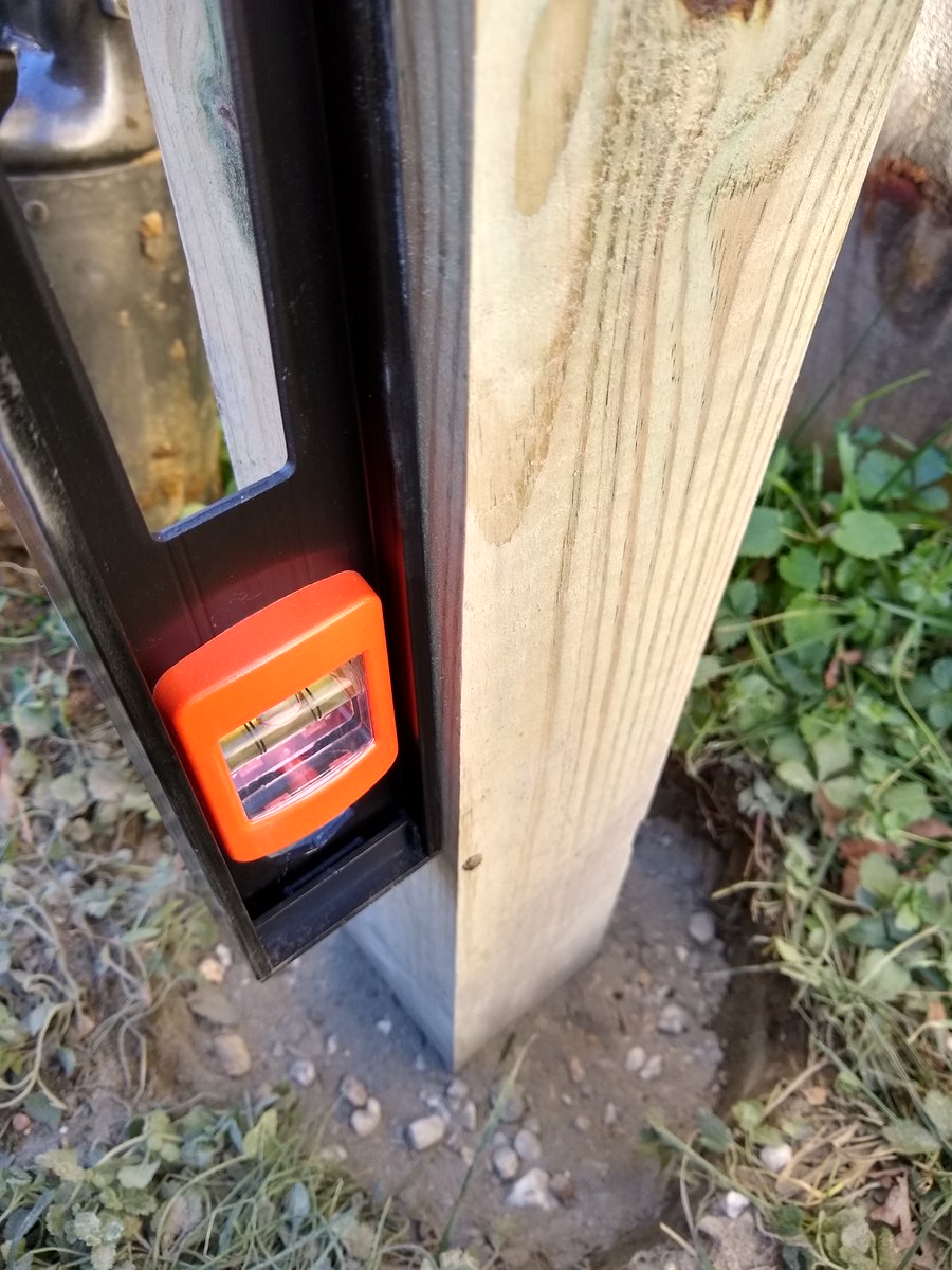 Concrete poured and the post is nice and level. Time to add the water. #DIYRobb