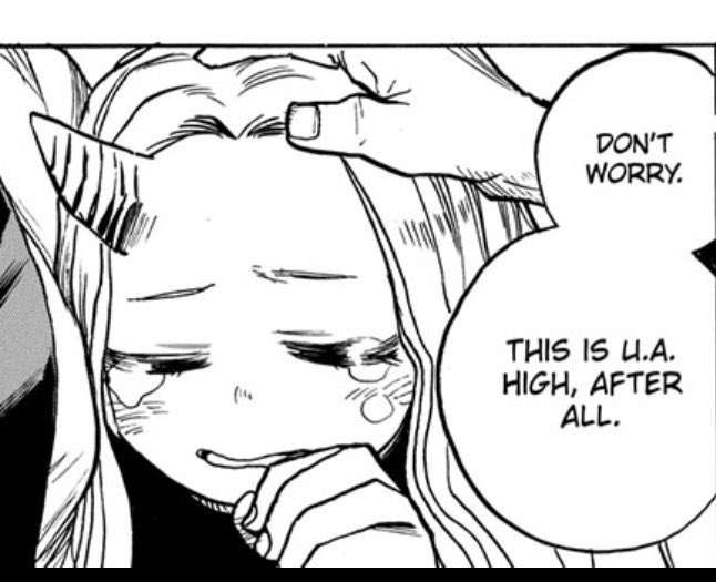 “Eri’s entire arc was compressed to 2 panels” So we just gonna forget end of Overhaul, culture festival, and everything in between then and now where we saw Eri struggle with her power, her trauma, and her inability to help people And people want ANOTHER depression arc jesus